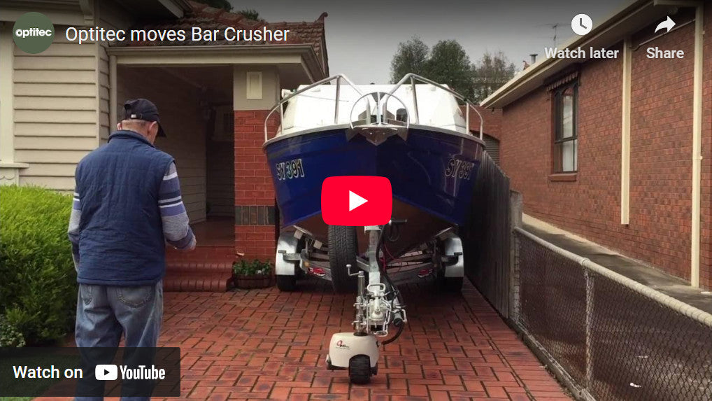 Optimover moves a Bar Crusher in very Narrow Driveway