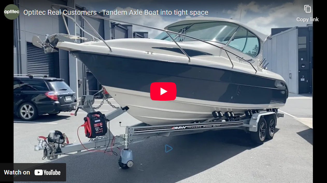 Shifting a Tandem Axel Boat Trailer into a Tight Space with the Optimover V3